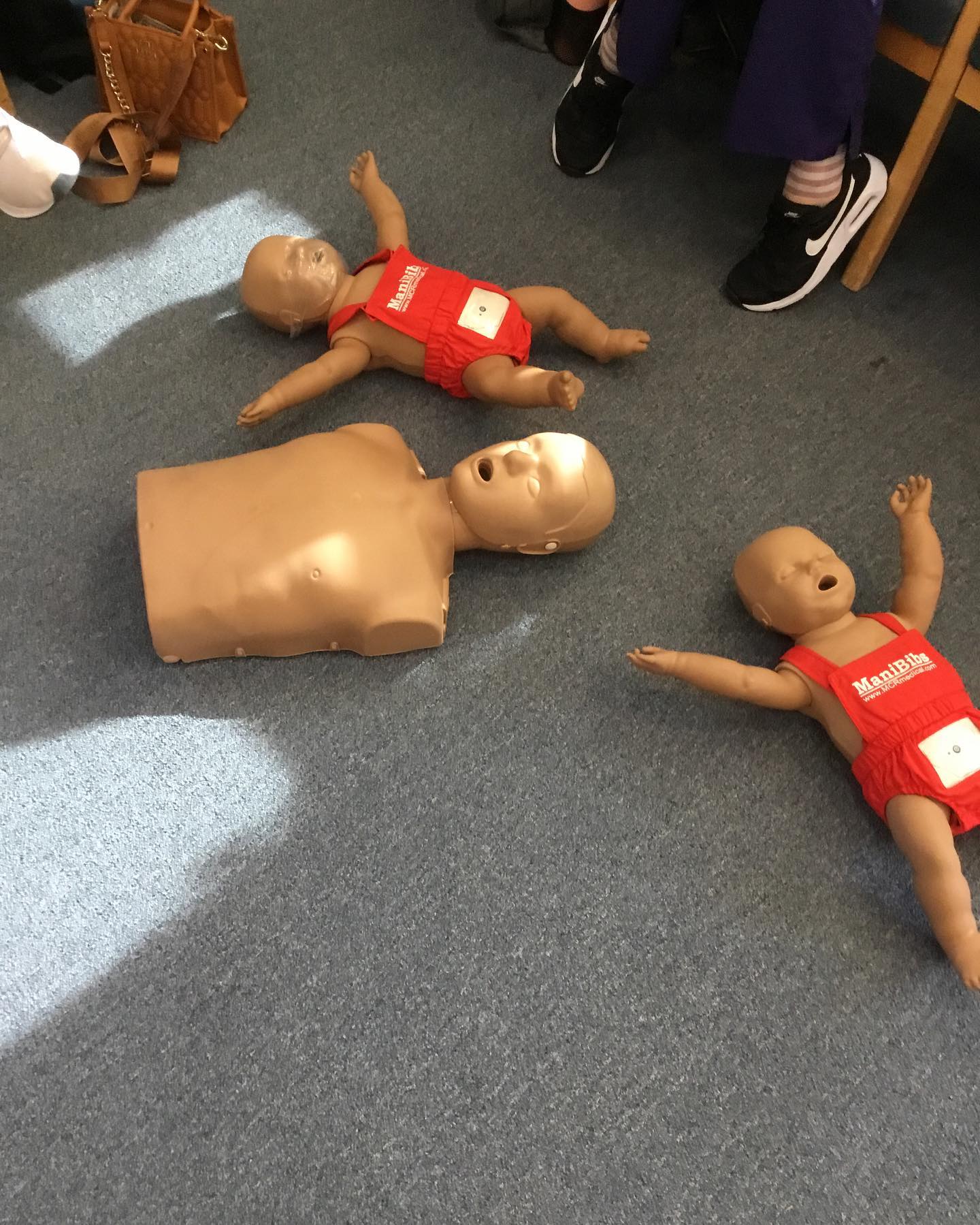 CPR dummies used at our dental assisting school to teach basic life support for healthcare providers.